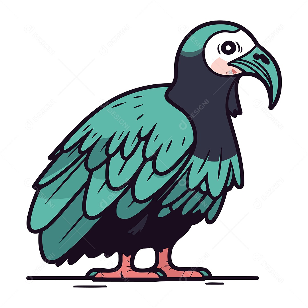 Pássaro Abutre de Desenho Animado Ilustração Vetor EPS