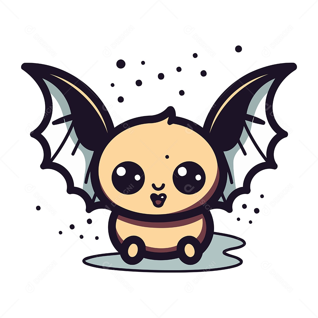 Morcego Bonito de Desenho Animado Ilustração Vetor EPS