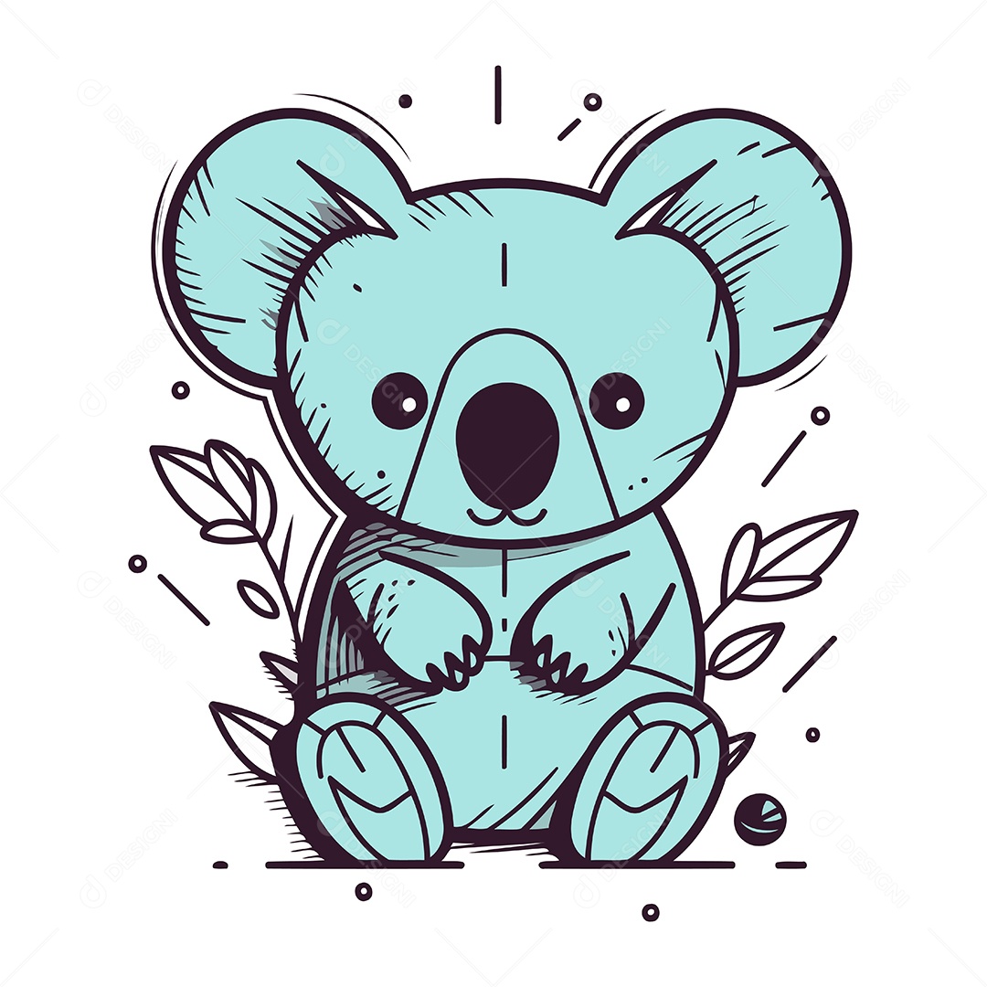 Coala Fofo de Desenho Animado Ilustração Vetor EPS