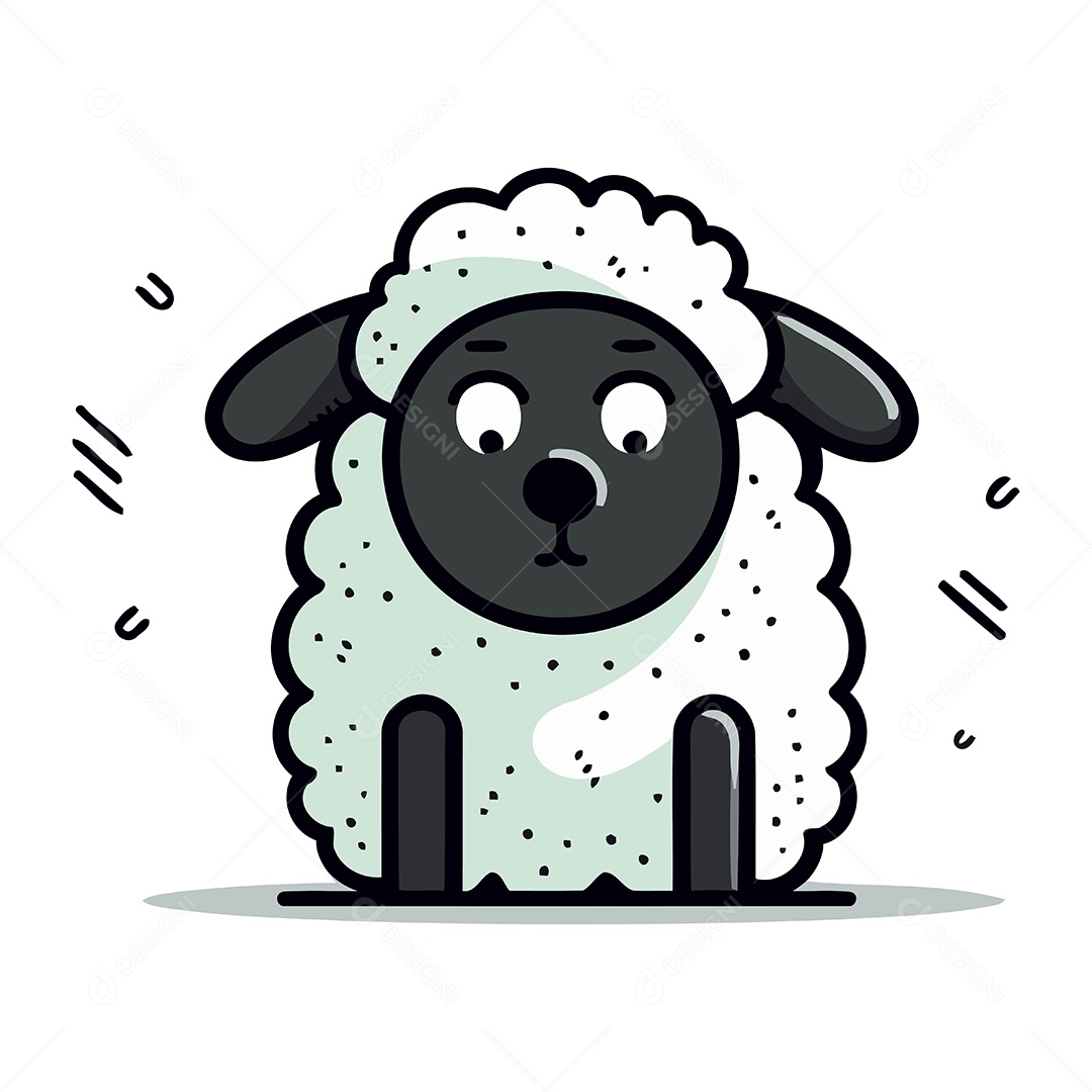 Ovelha Fofa de Desenho Animado Ilustração Vetor EPS