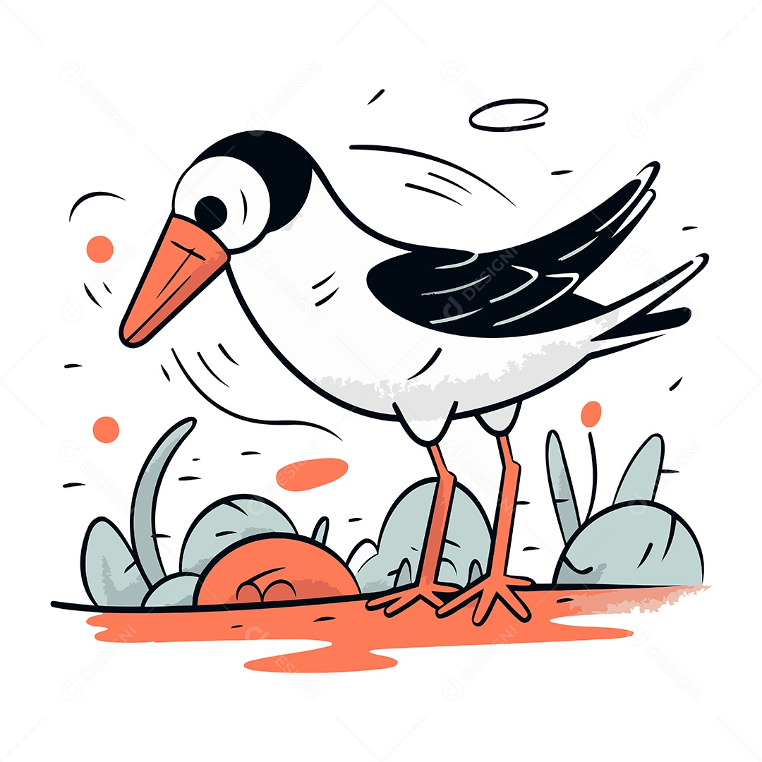 Gaivota de Desenho Animado Ilustração Vetor EPS