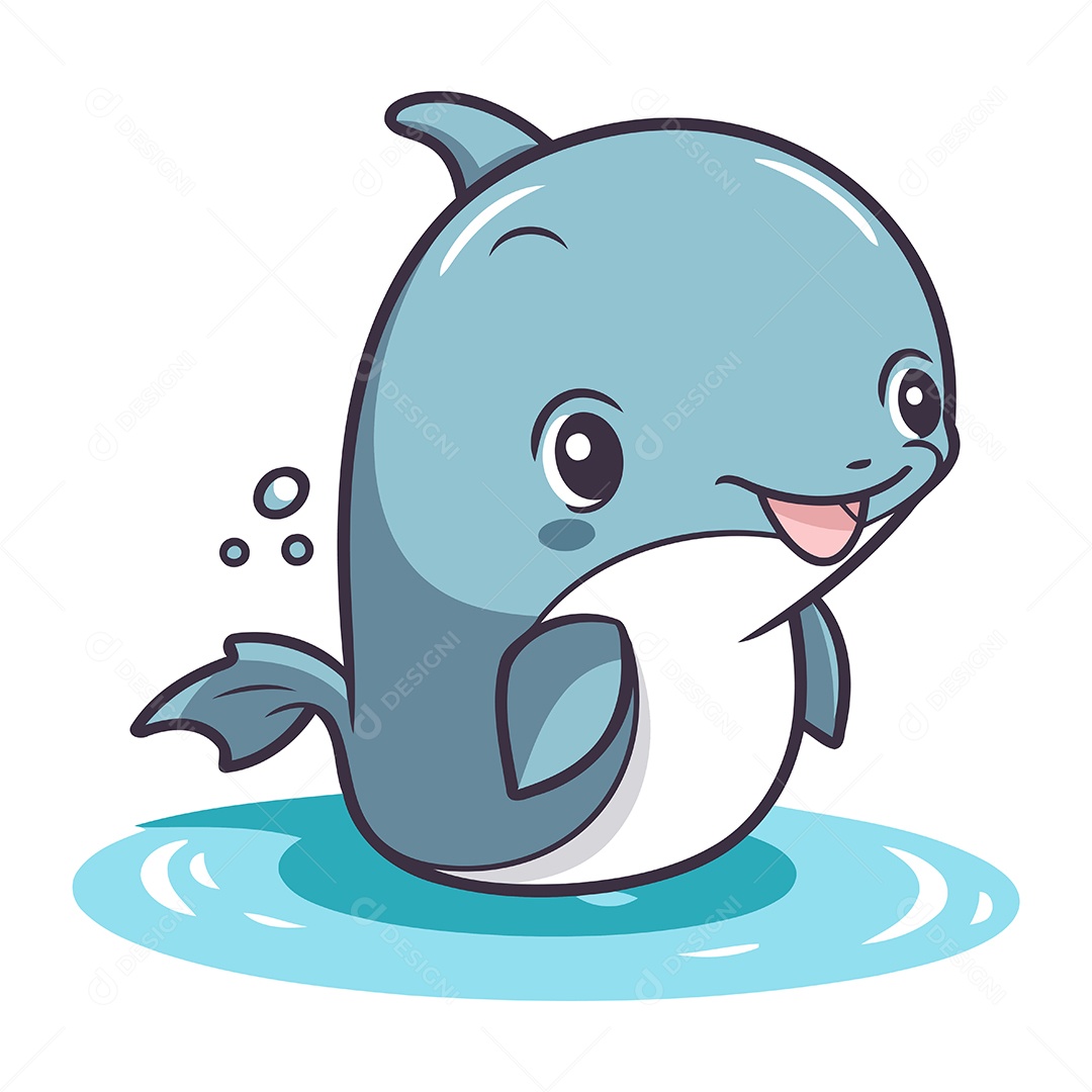 Baleia Fofa de Desenho Animado Ilustração Vetor EPS