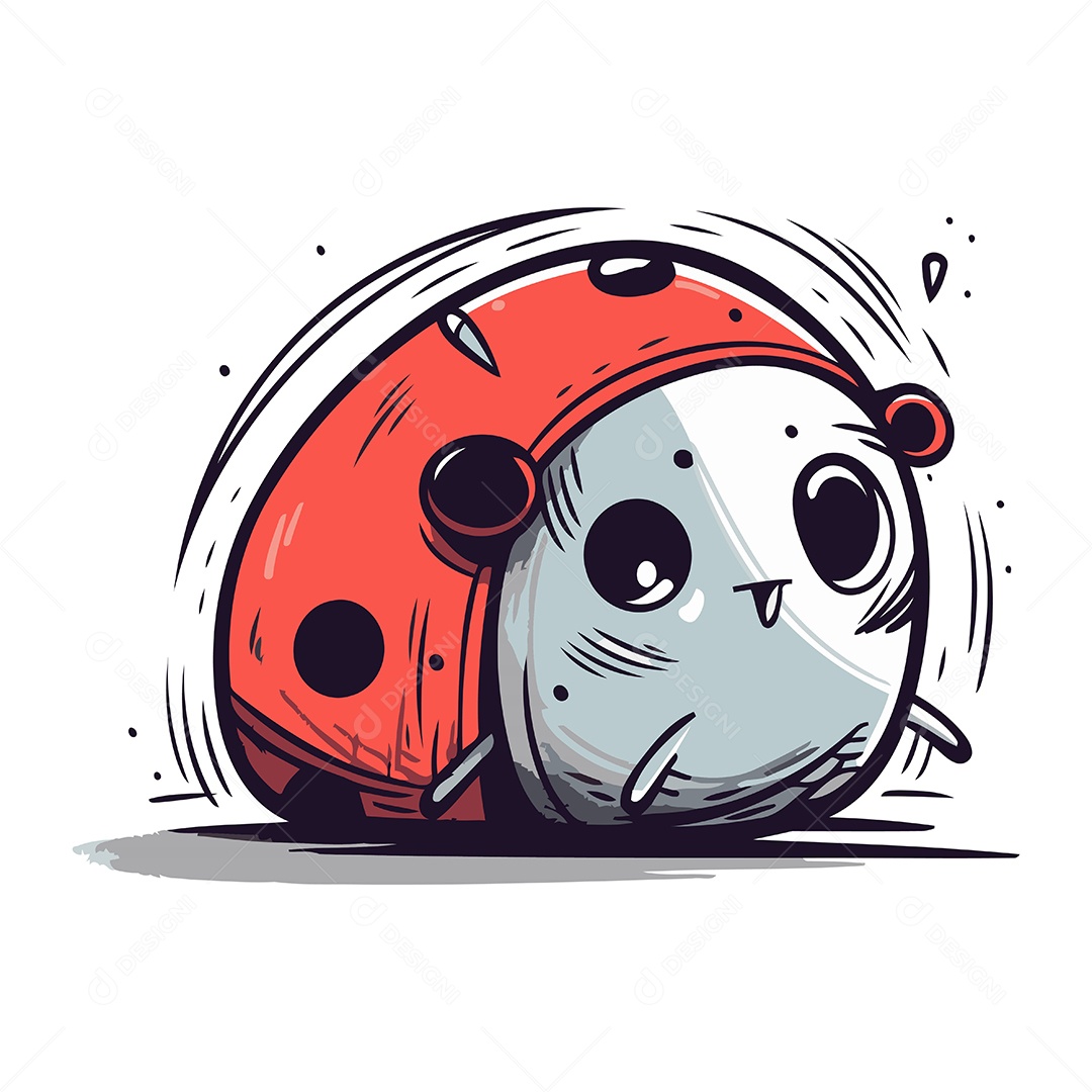 Joaninha Fofa de Desenho Animado Ilustração Vetor EPS