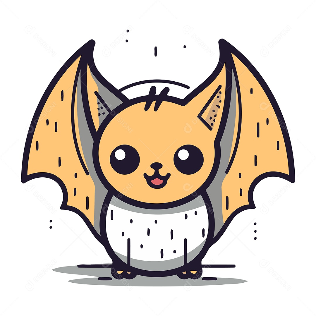 Morcego Bonito de Desenho Animado Ilustração Vetor EPS