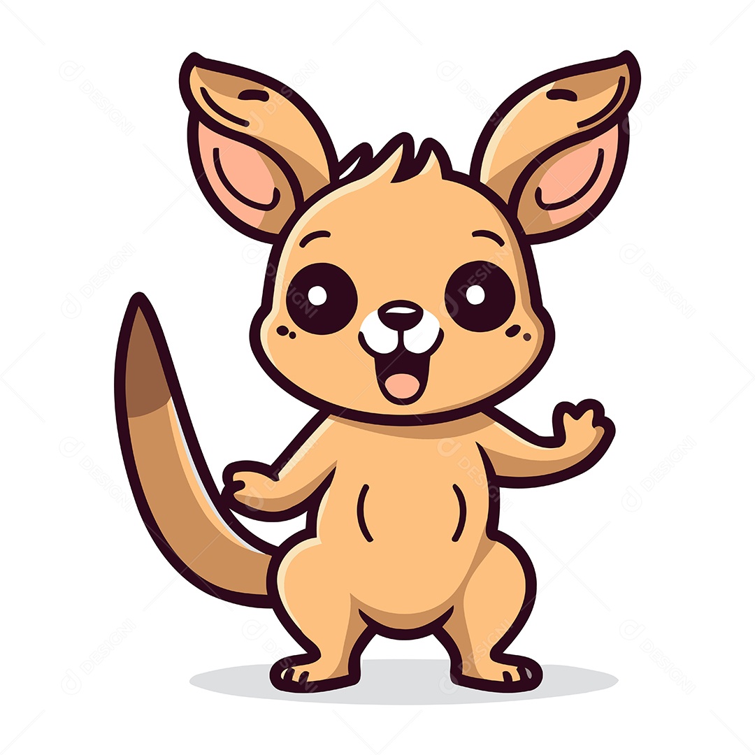 Canguru Fofo de Desenho Animado Ilustração Vetor EPS