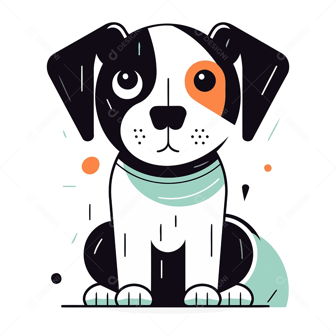 Cachorro Fofo de Desenho Animado Ilustração Vetor EPS