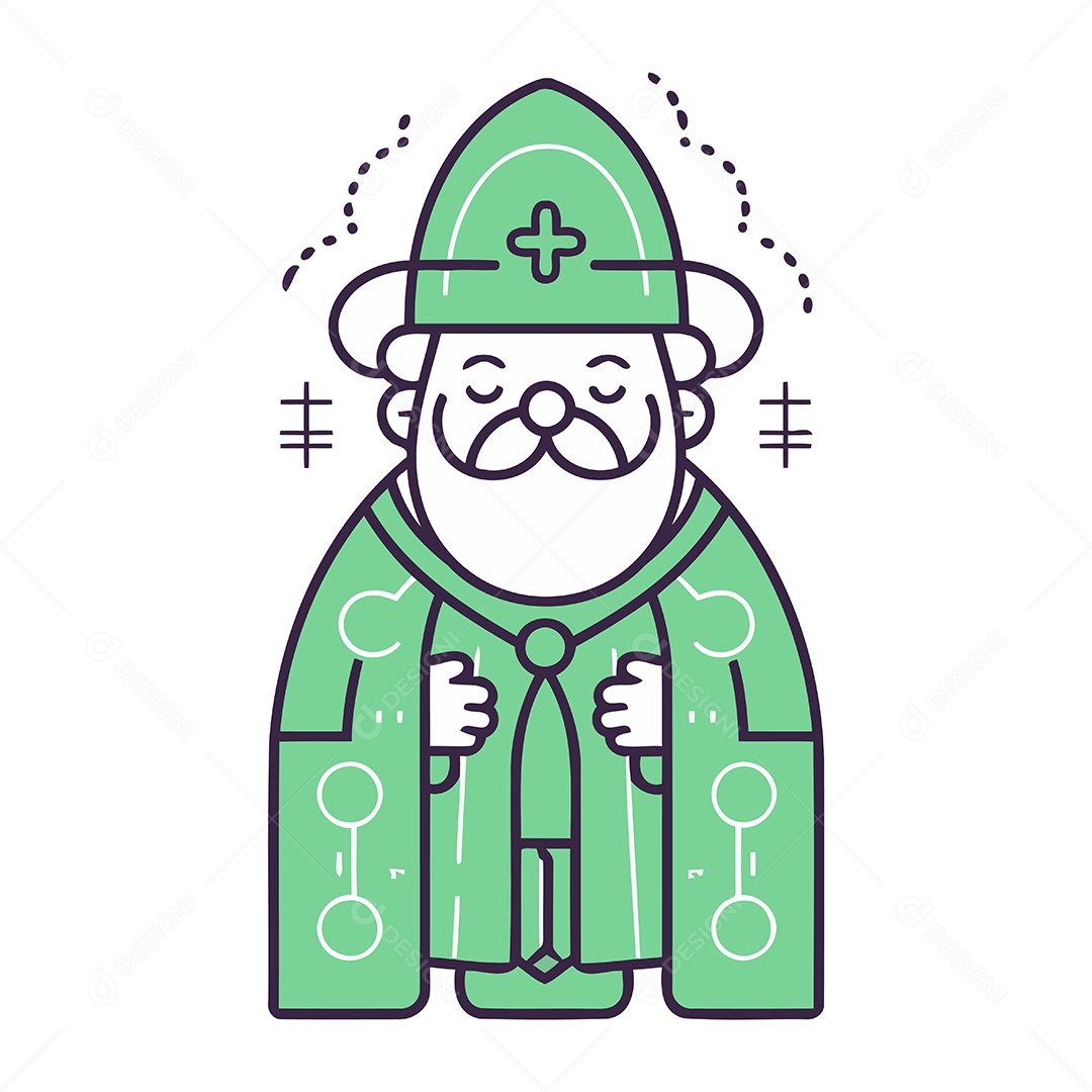 São Patrício de Desenho Animado Ilustração Vetor EPS