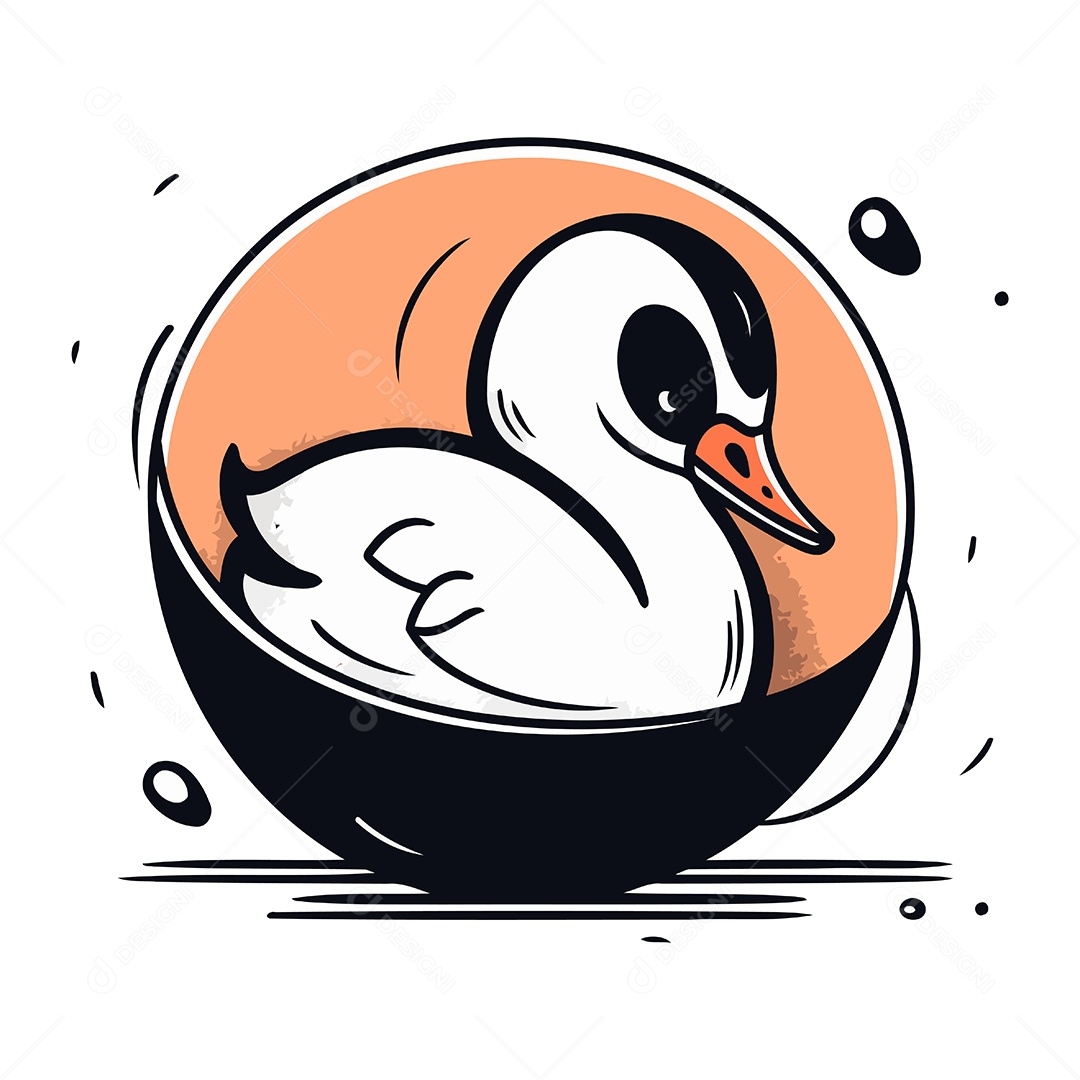 Cisne de Desenho Animado Ilustração Vetor EPS