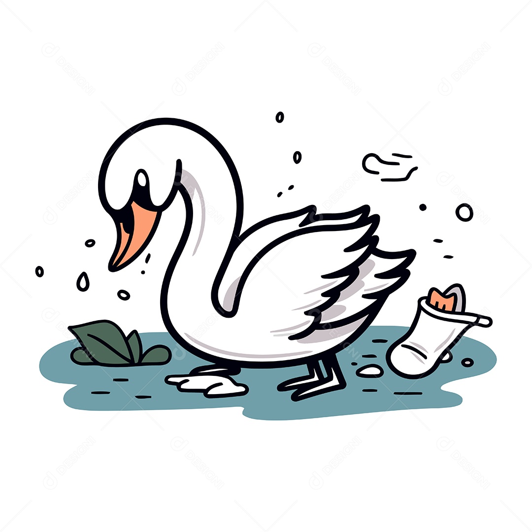 Cisne de Desenho Animado Ilustração Vetor EPS