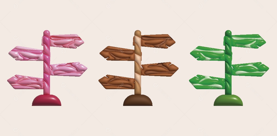 Placa de Indicação de Caminho Ilustração 3D Vetor EPS