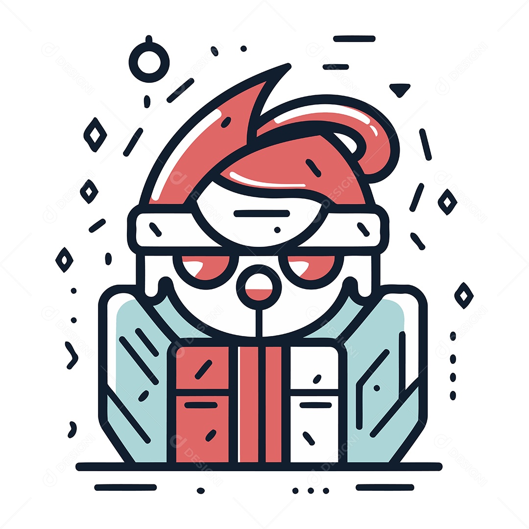 Papai Noel em Roupas de Inverno Desenho Animado Ilustração Vetor EPS