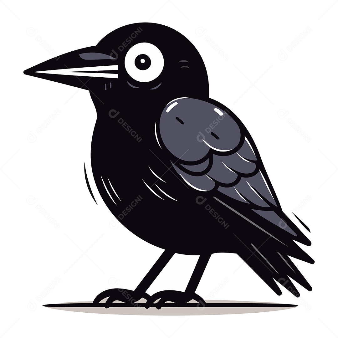 Corvo de Desenho Animado Ilustração Vetor EPS