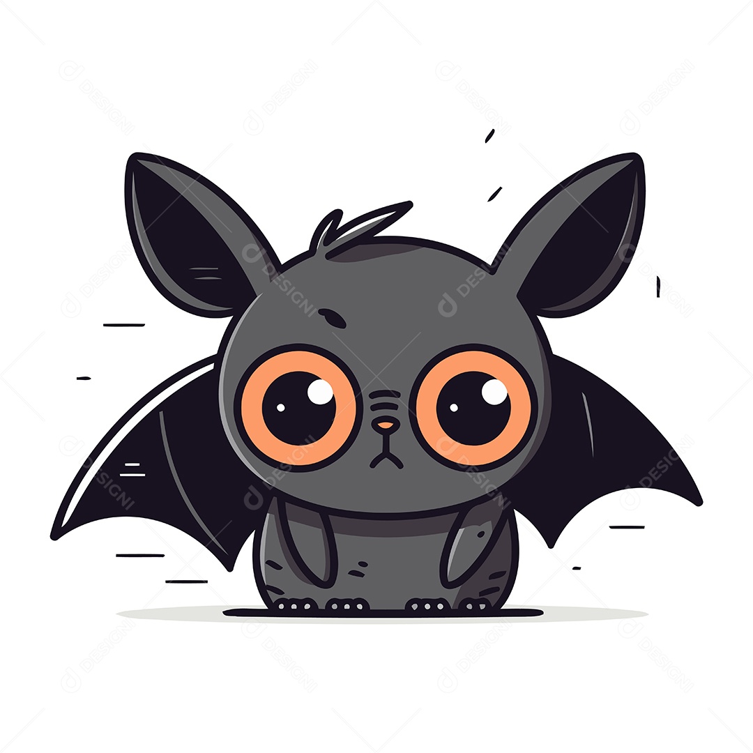 Morcego Bonitinho de Desenho Animado com Olhos Grande Ilustração Vetor EPS