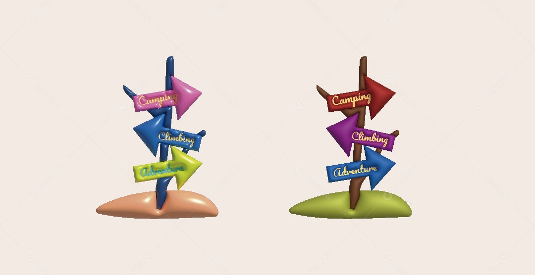 Placa de Indicação de Caminho Ilustração 3D Vetor EPS