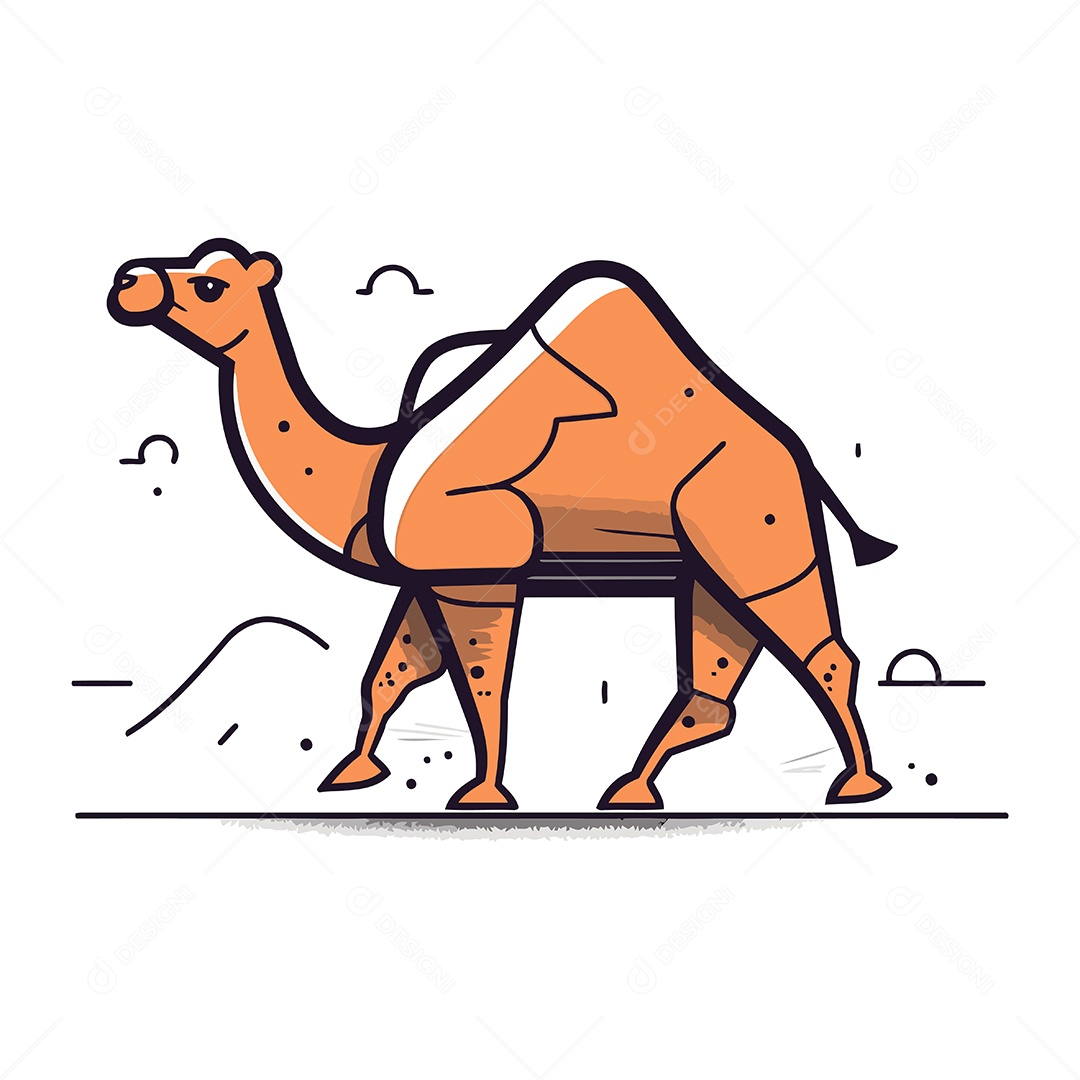 Camelo de Desenho Animado Ilustração Vetor EPS