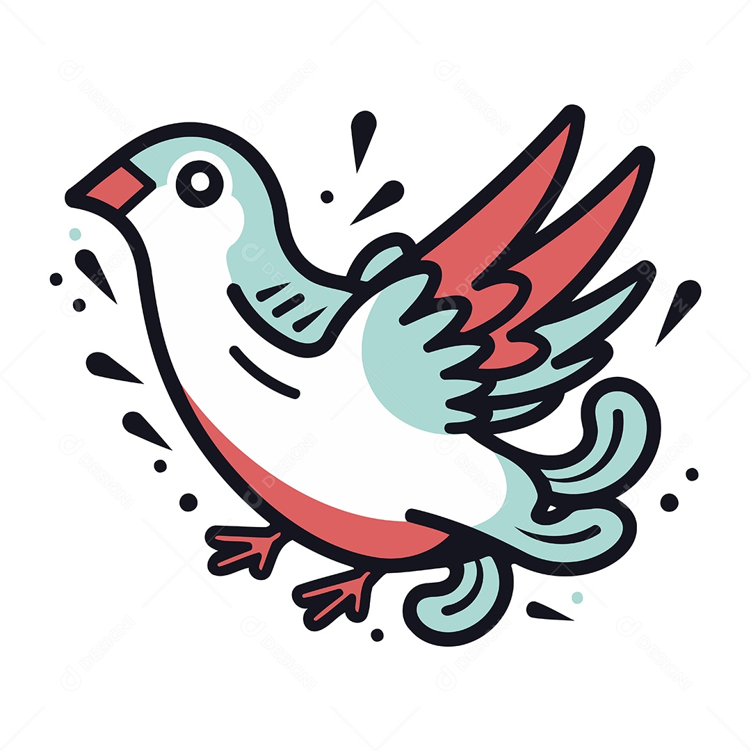 Pombo Voando de Desenho Animado Ilustração Vetor EPS