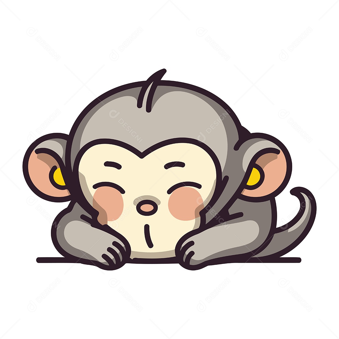 Macaco Bonito de Desenho Animado Ilustração Vetor EPS