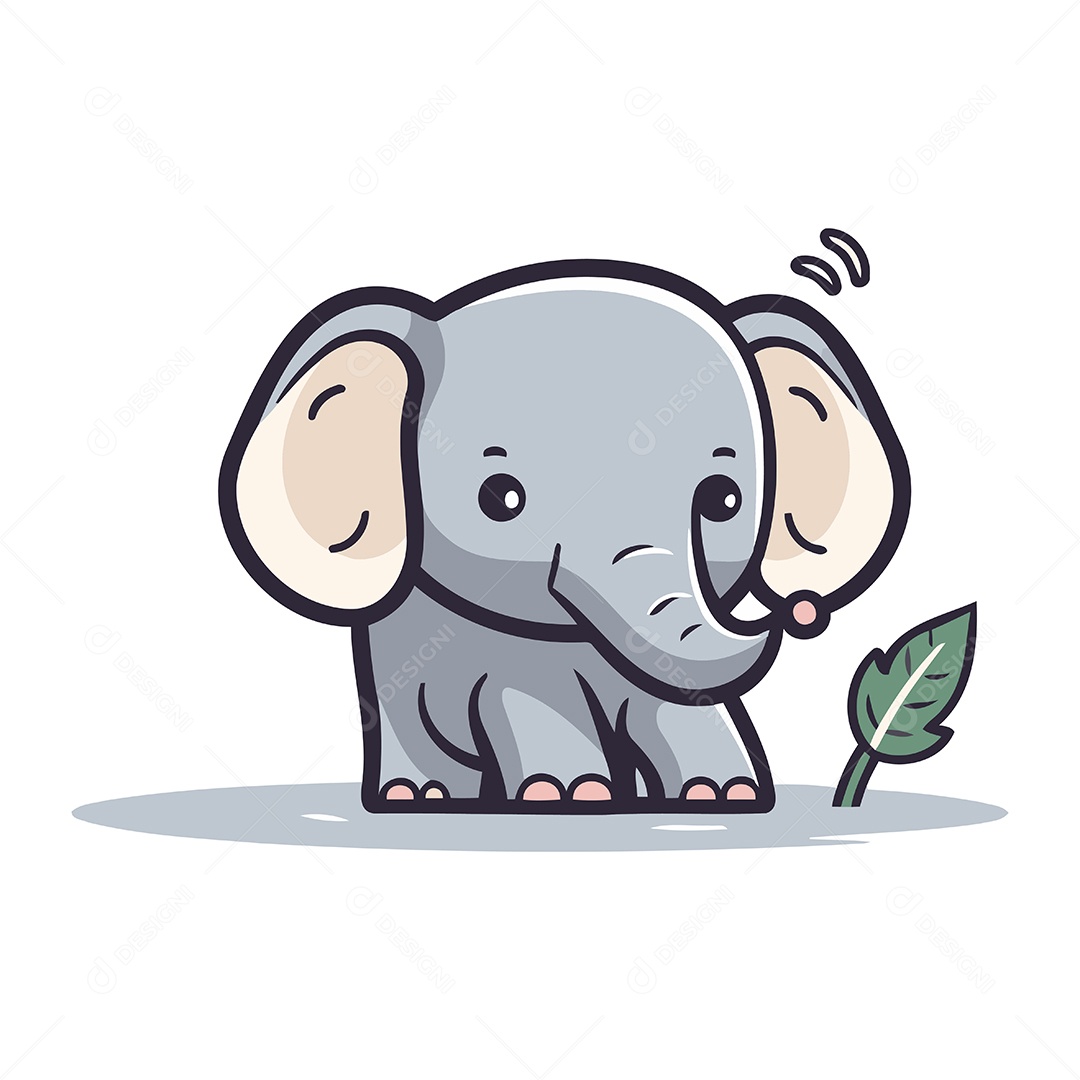 Elefante Bebê Fofo de Desenho Animado Ilustração Vetor EPS