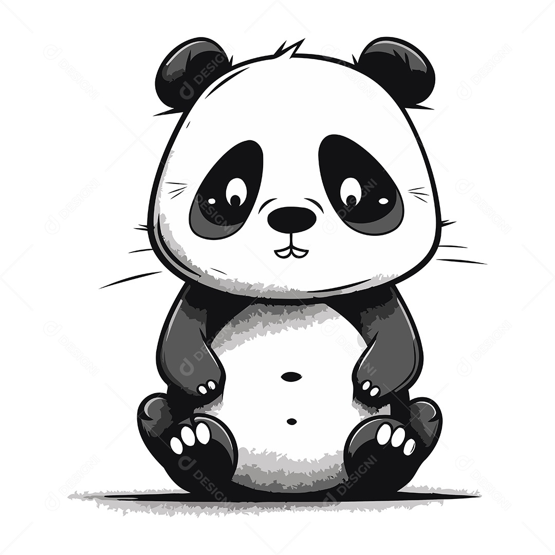 Panda Fofo de Desenho Animado Ilustração Vetor EPS