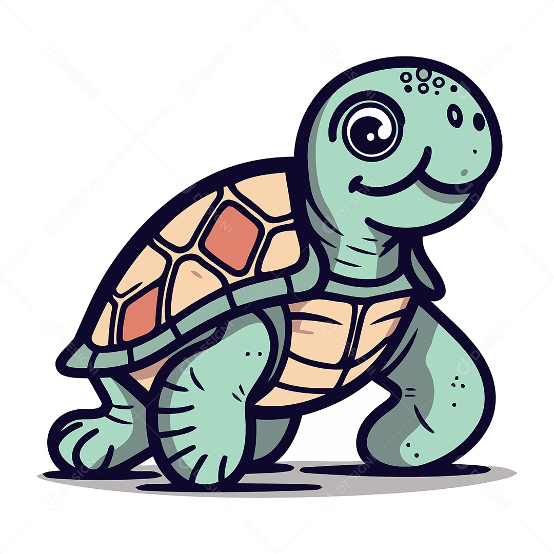 Tartaruga de Desenho Animado Ilustração Vetor EPS