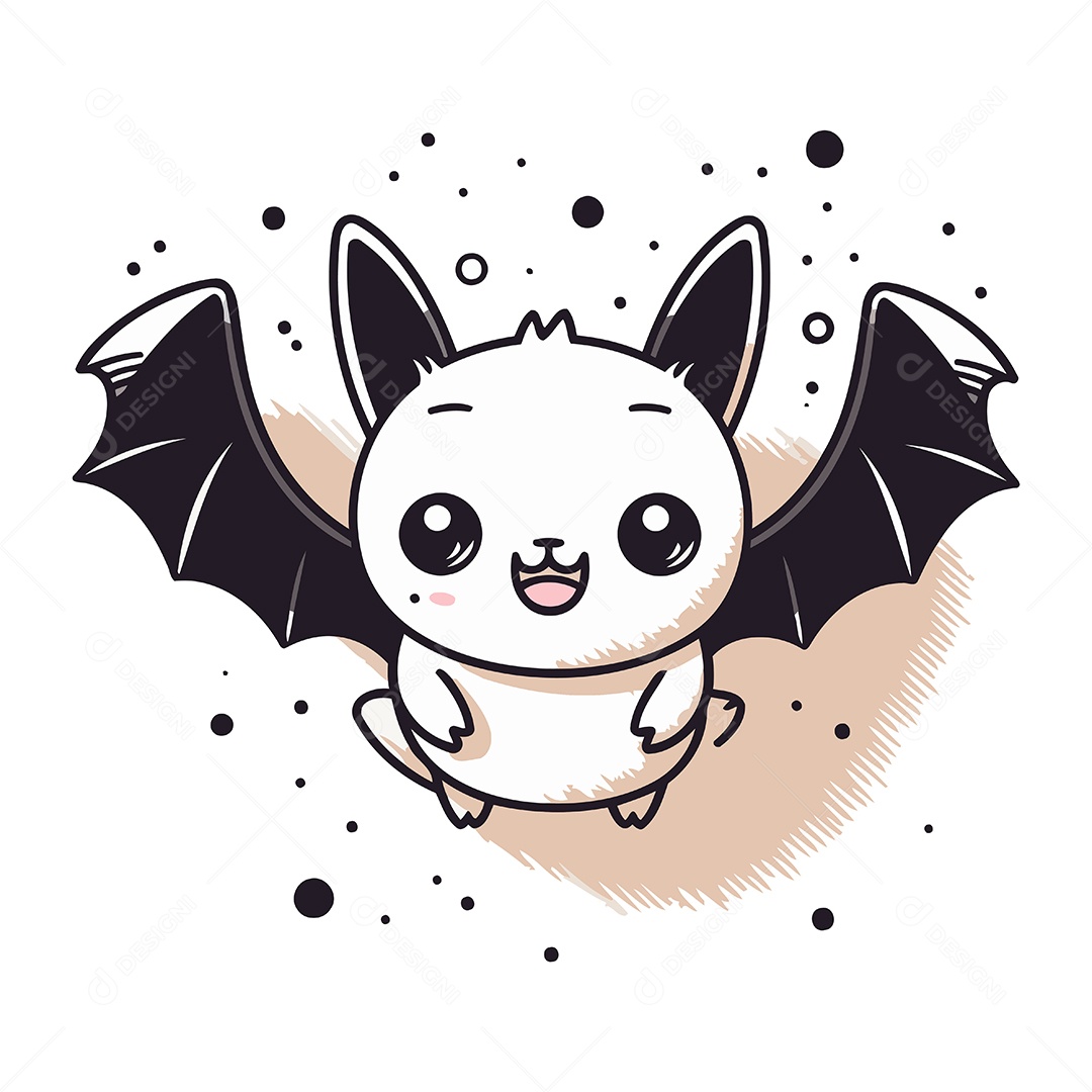 Morcego Bonito de Desenho Animado Ilustração Vetor EPS