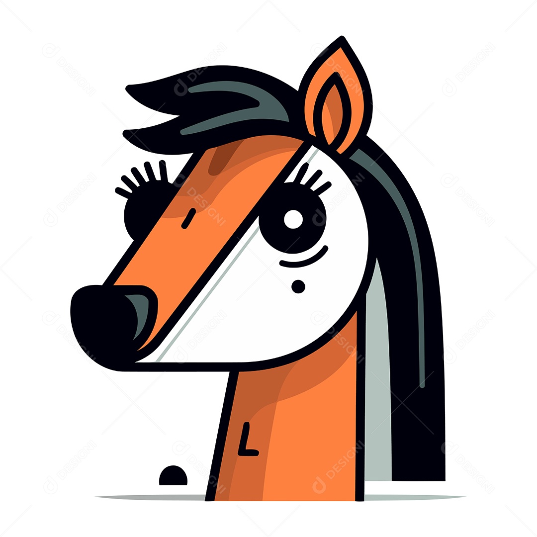 Cabeça de Cavalo Desenho Animado Ilustração Vetor EPS