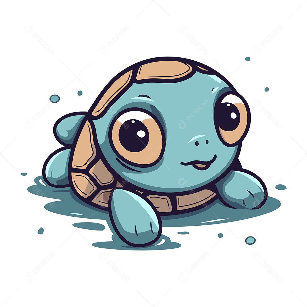 Tartaruga de Desenho Animado Ilustração Vetor EPS