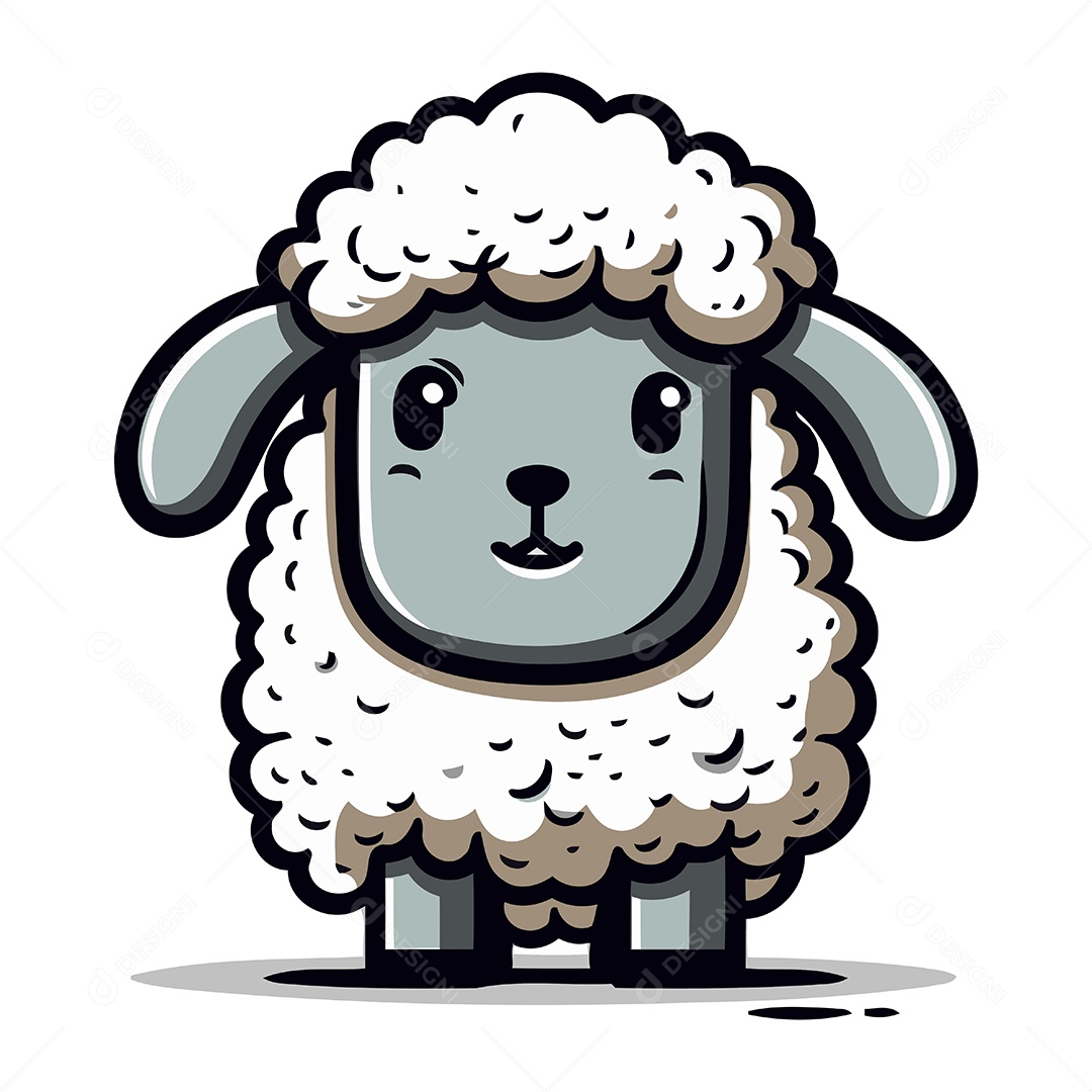 Ovelha Fofa de Desenho Animado Ilustração Vetor EPS