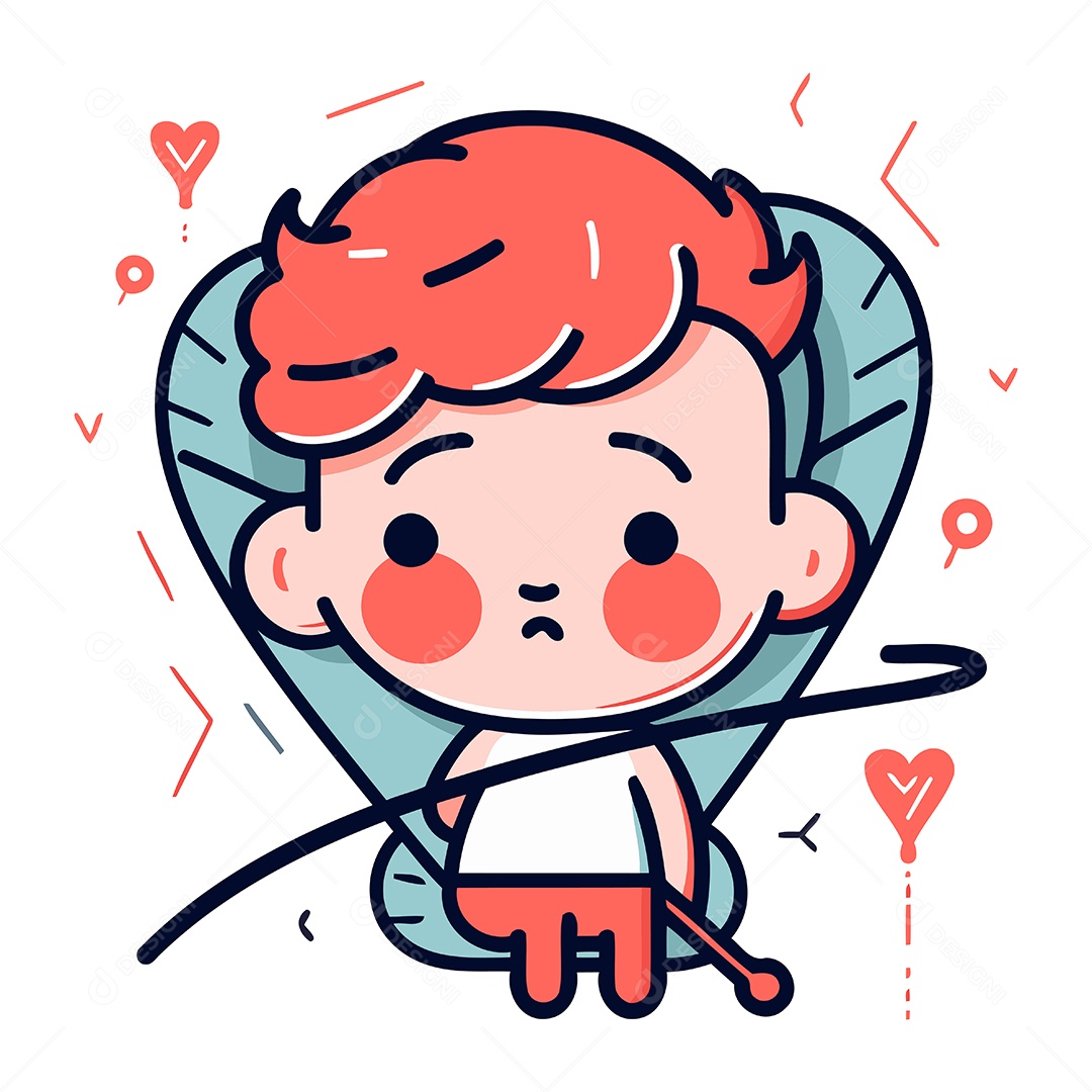 Cupido de Desenho Animado com Arco e Flecha Ilustração Vetor EPS