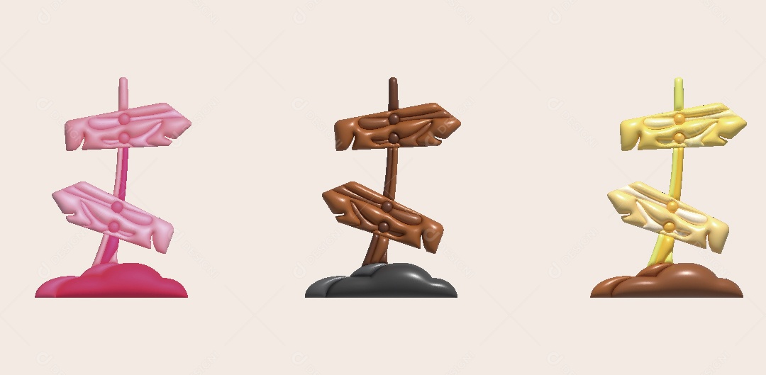 Placa de Indicação de Caminho Ilustração 3D Vetor EPS