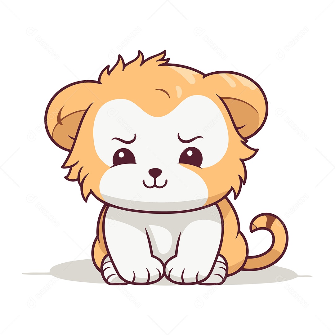 Leãozinho Fofo de Desenho Animado Ilustração Vetor EPS