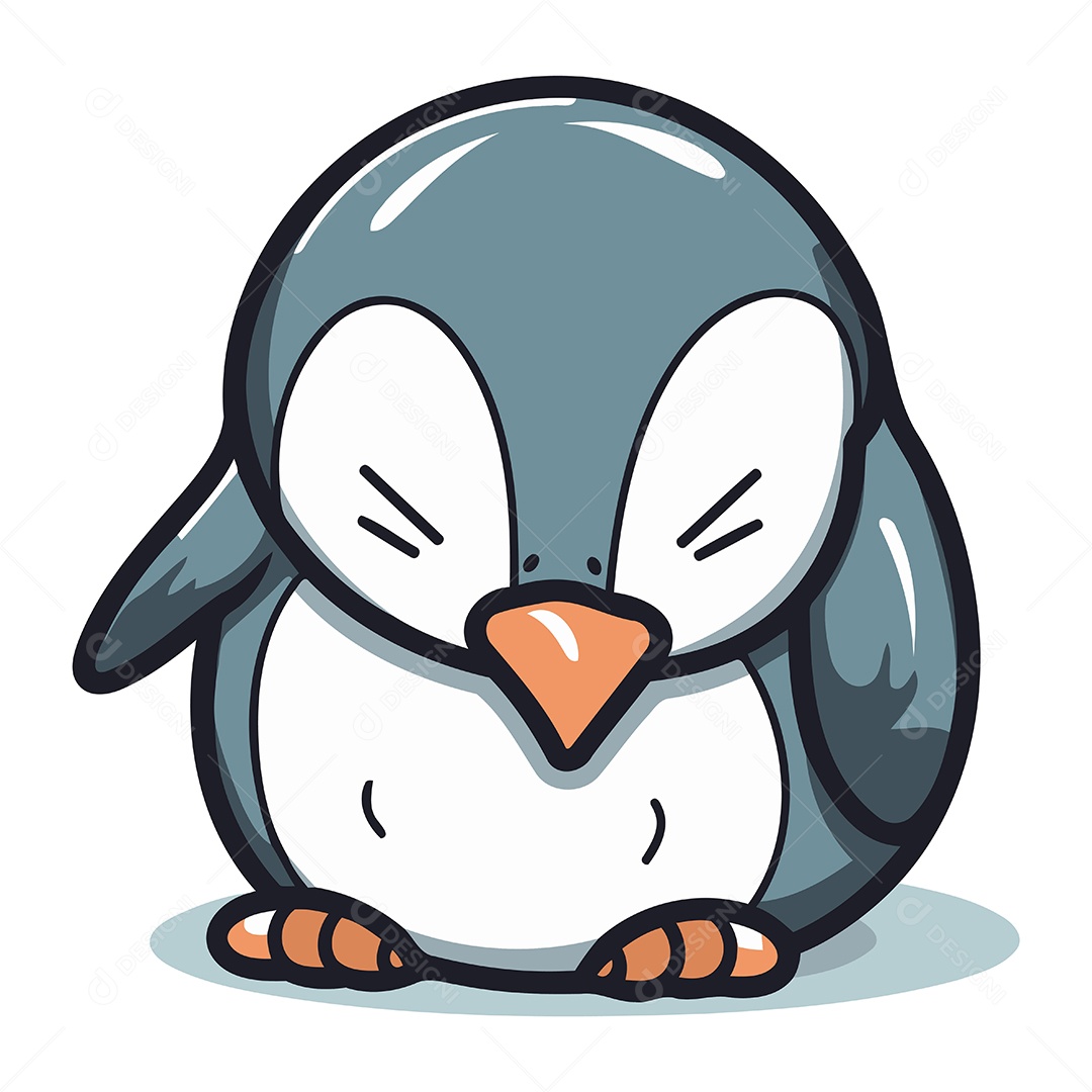 Pinguim Bonito de Desenho Animado Ilustração Vetor EPS