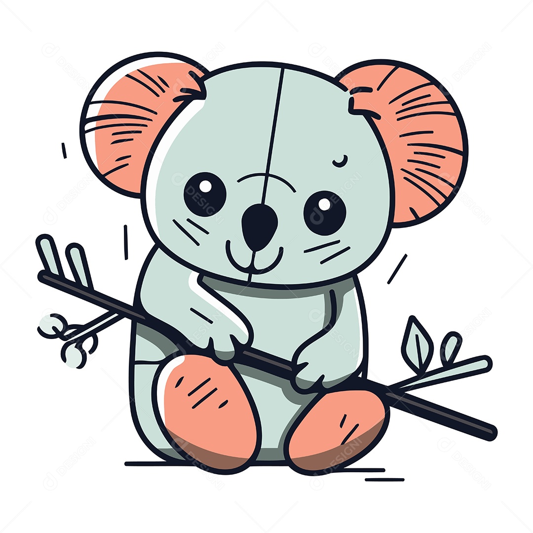 Coala Fofo de Desenho Animado Ilustração Vetor EPS