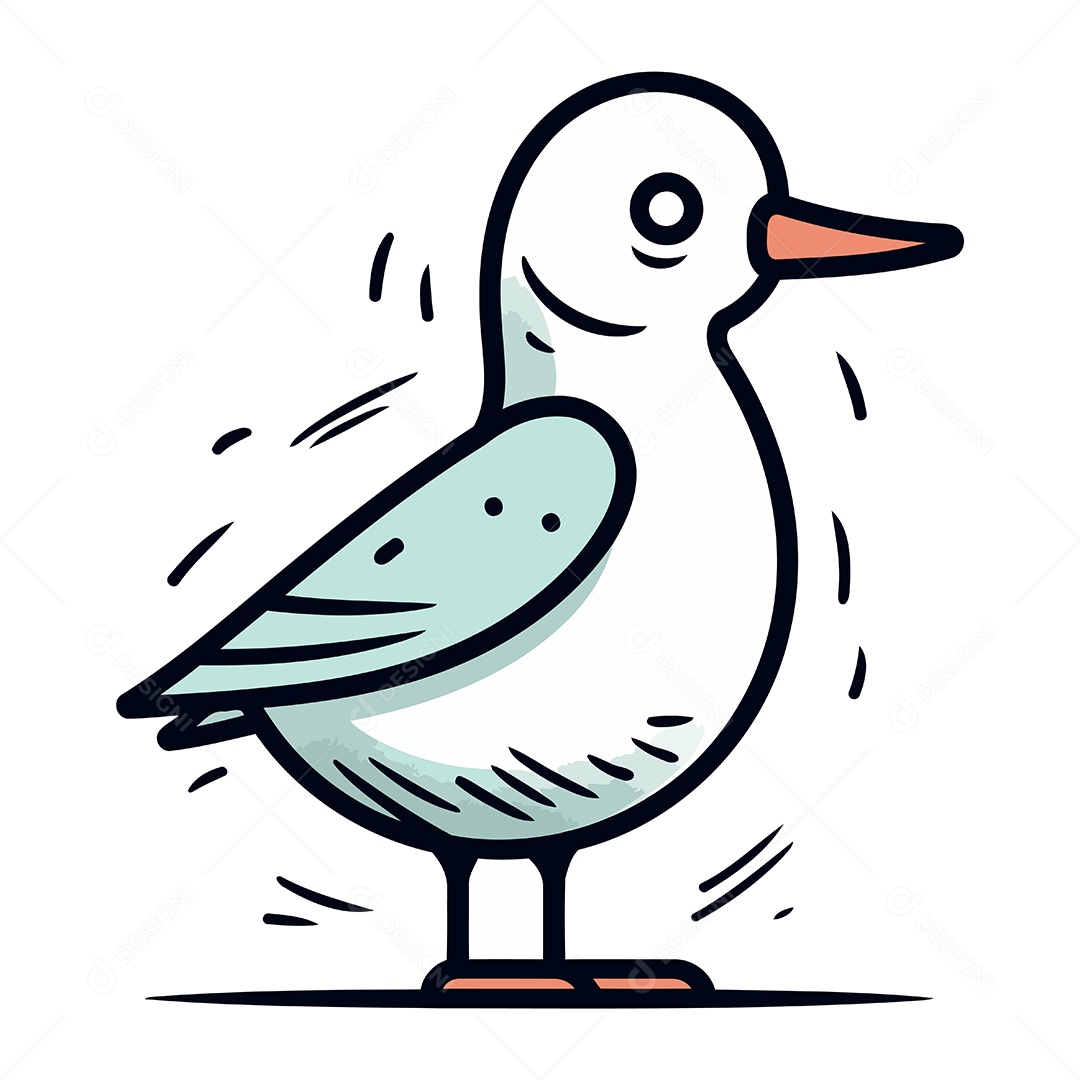 Gaivota Fofa de Desenho Animado Ilustração Vetor EPS