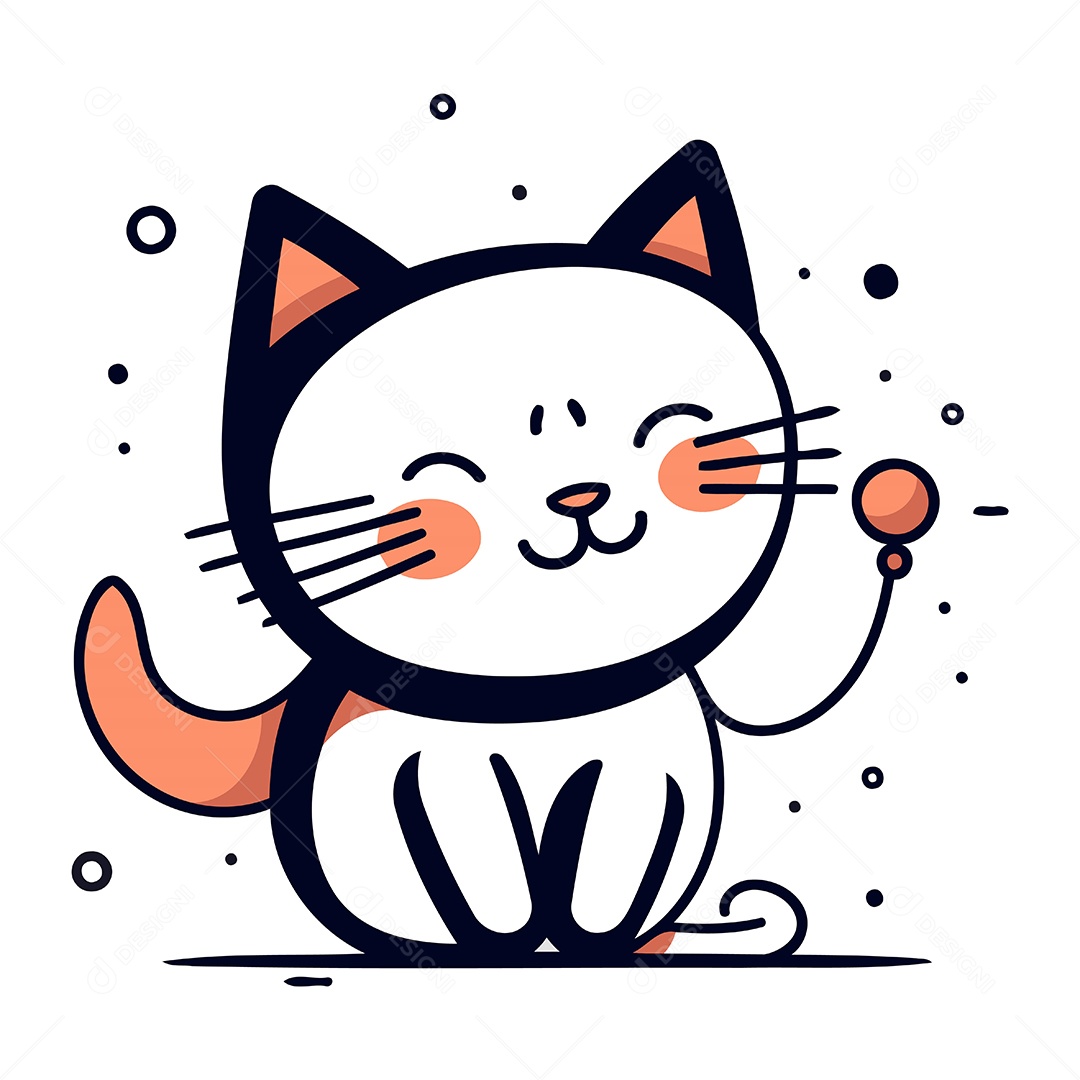 Gato Fofo de Desenho Animado Ilustração Vetor EPS