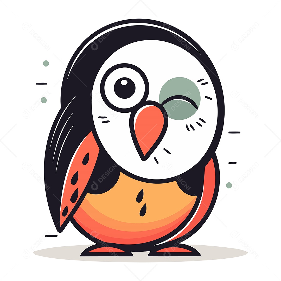 Pinguim Bonito de Desenho Animado Ilustração Vetor EPS