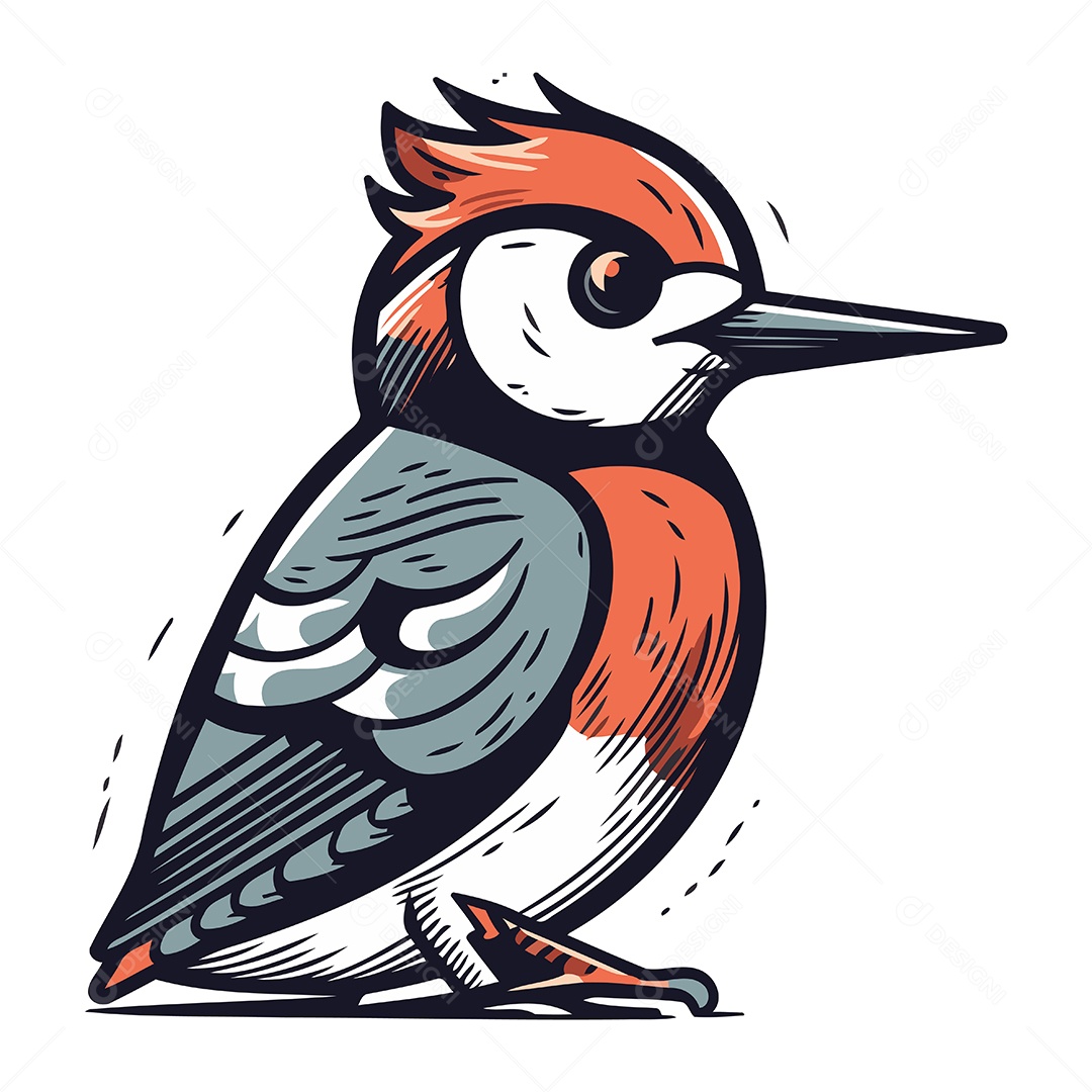 Pica Pau Fofo de Desenho Animado Ilustração Vetor EPS