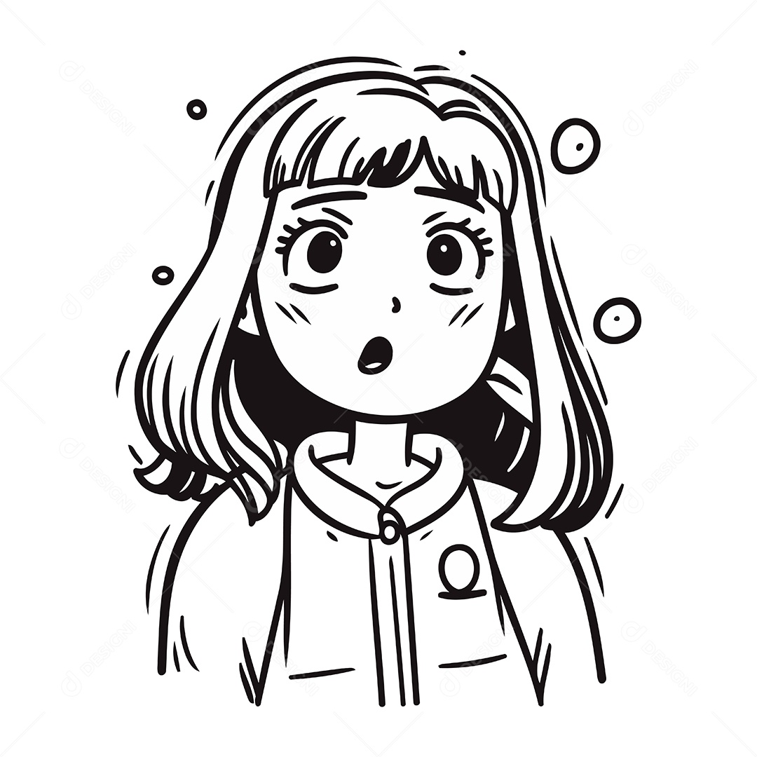 Garota Surpresa de Desenho Animado Ilustração Vetor EPS