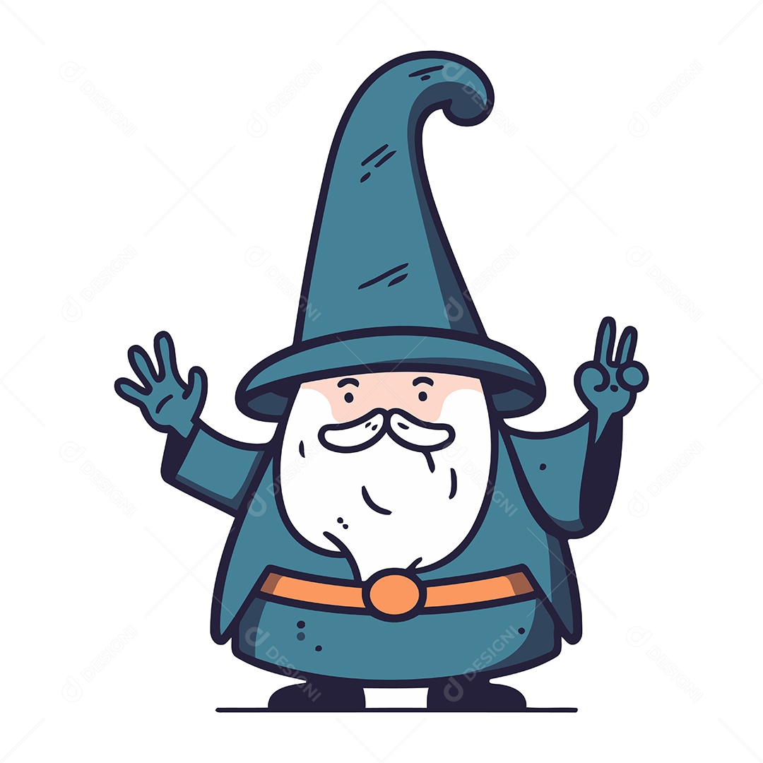 Bruxo com Bigode de Desenho Animado Ilustração Vetor EPS