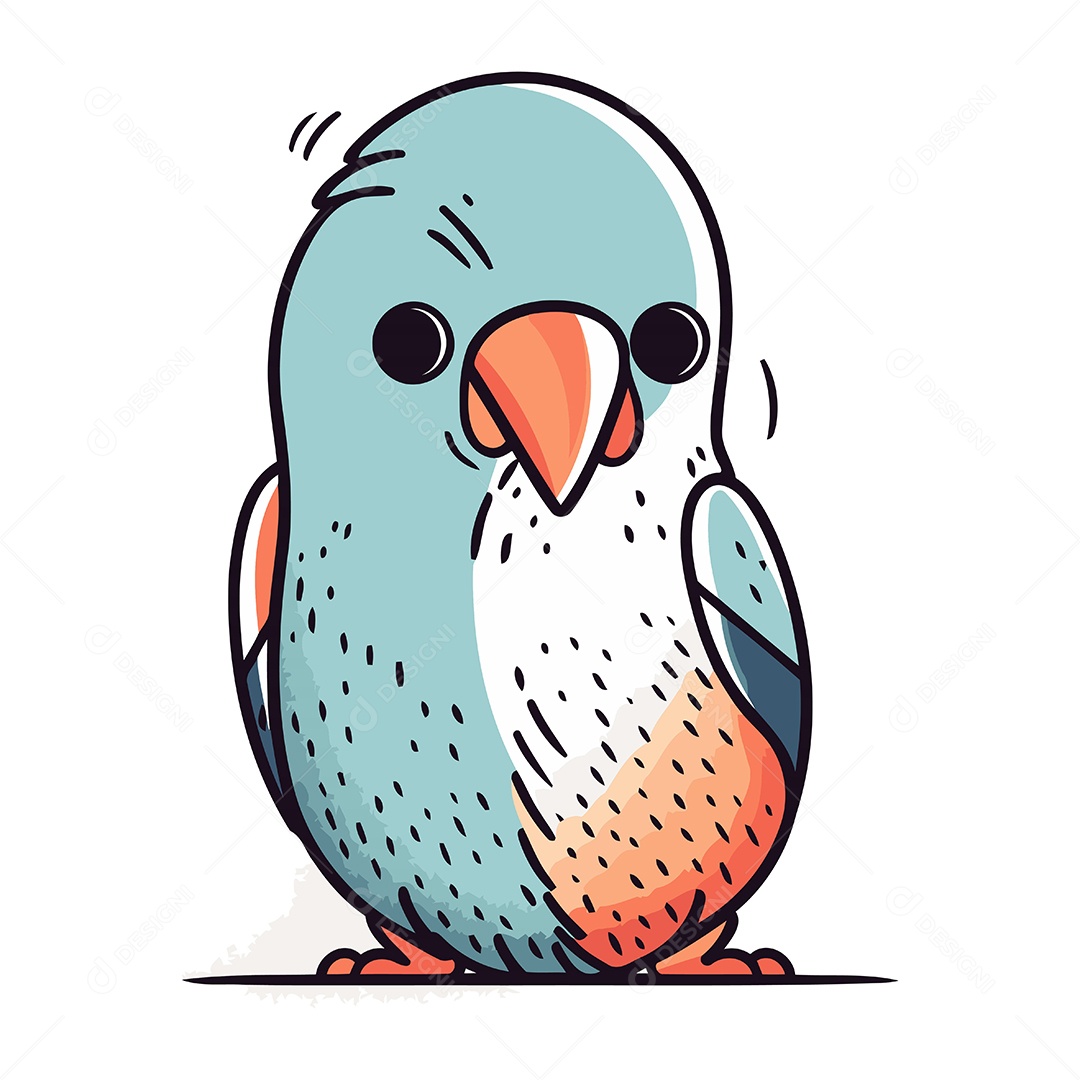 Papagaio Fofo de Desenho Animado Ilustração Vetor EPS