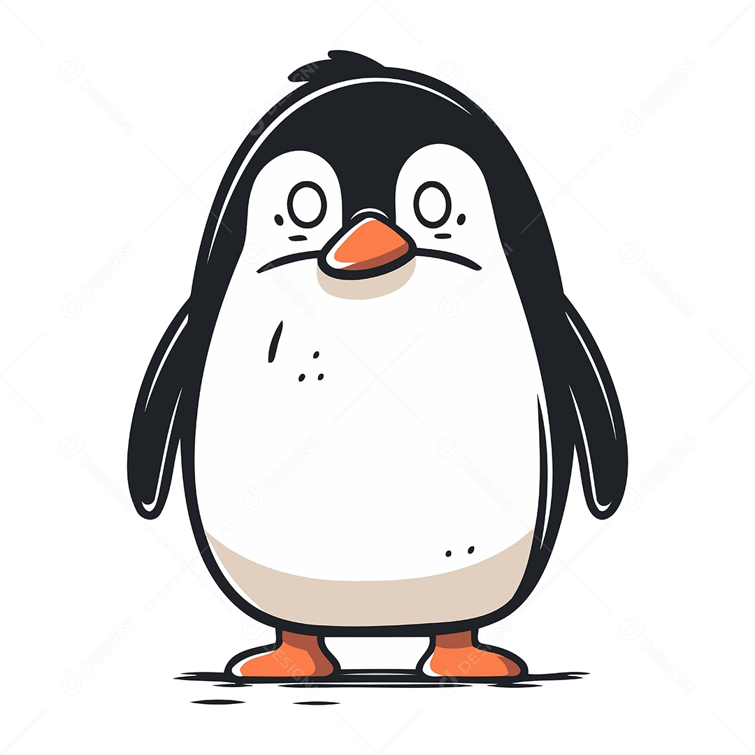 Pinguim Bonito de Desenho Animado Ilustração Vetor EPS