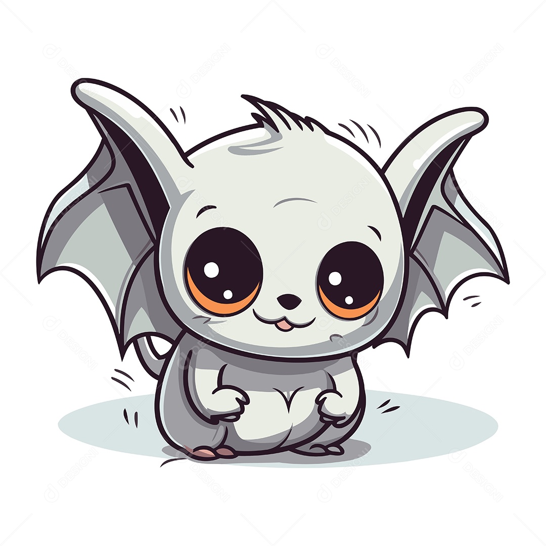 Morcego Bonito de Desenho Animado Ilustração Vetor EPS