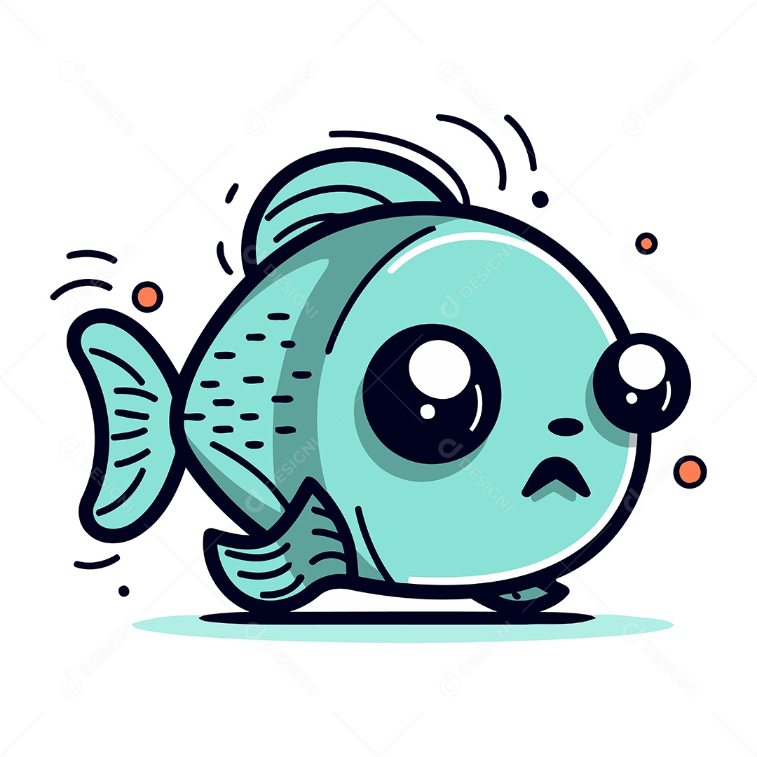 Peixe Fofo de Desenho Animado Ilustração Vetor EPS
