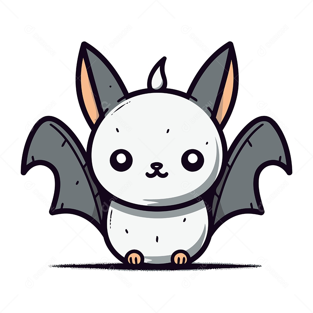 Morcego Bonito de Desenho Animado Ilustração Vetor EPS