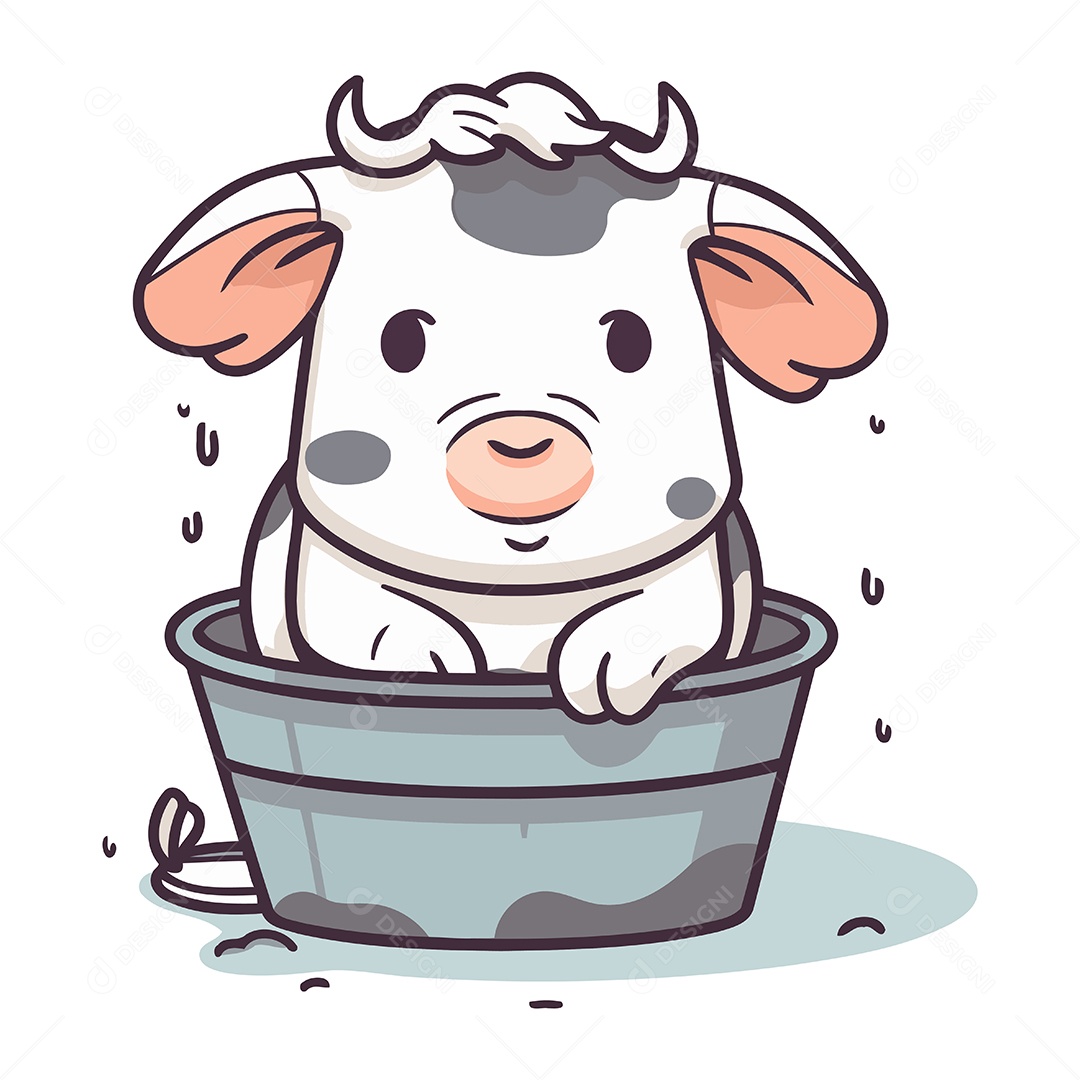 Vaca de Desenho Animado Ilustração Vetor EPS