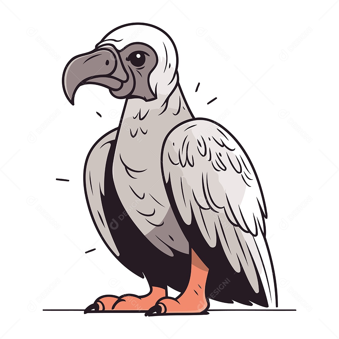Pássaro Abutre Grifo de Desenho Animado Ilustração Vetor EPS