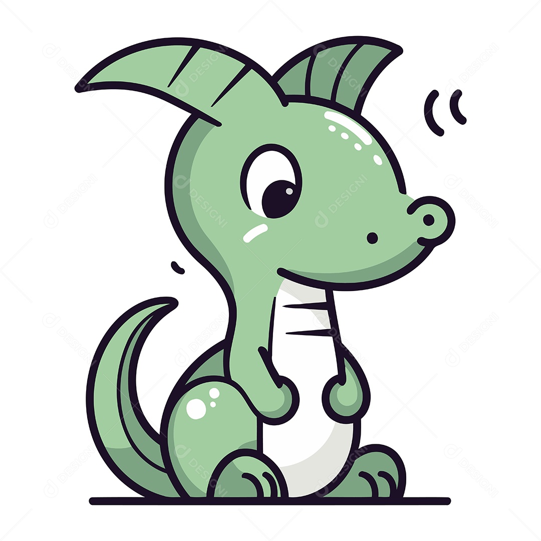 Dinossauro Bonito de Desenho Animado Ilustração Vetor EPS