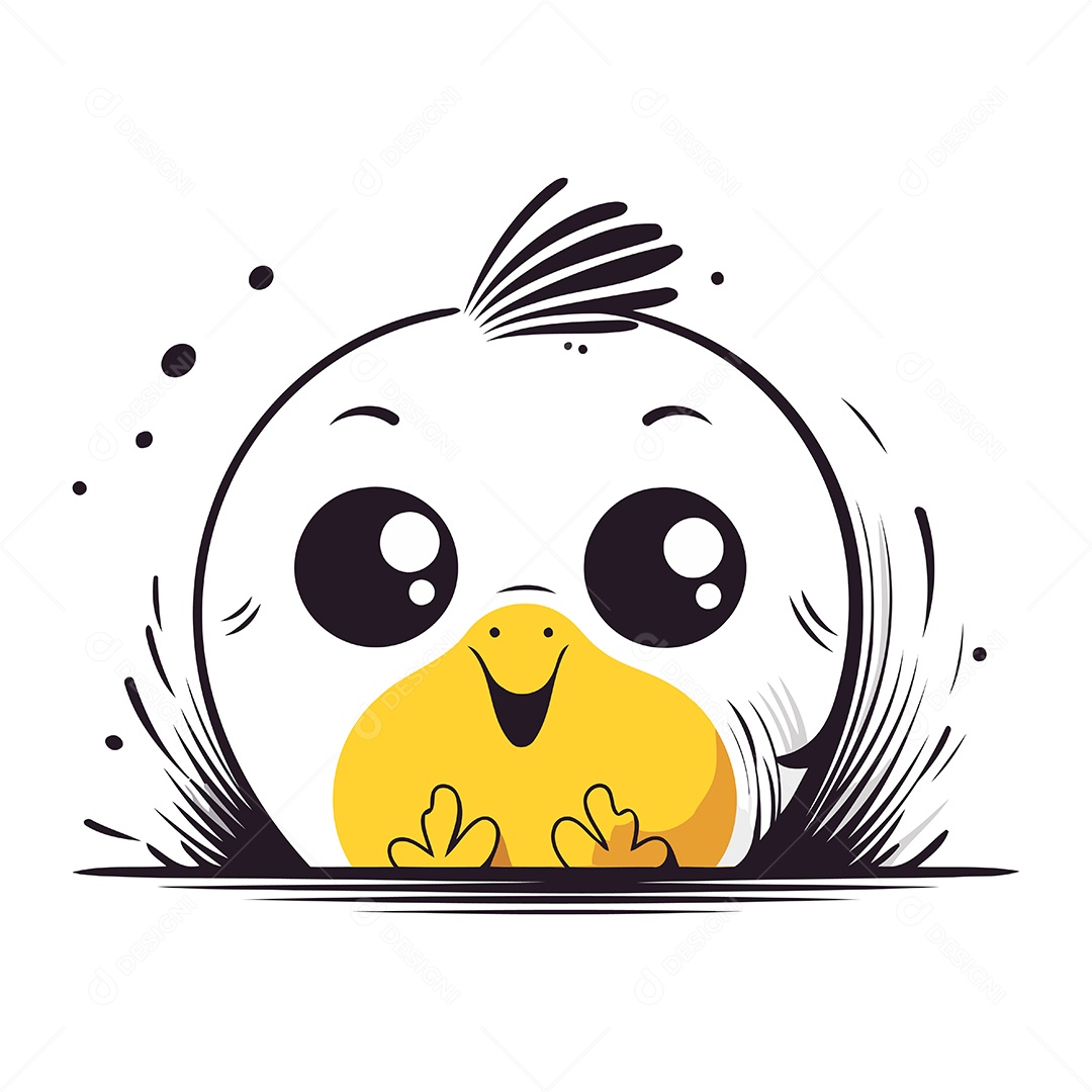 Lindo Bebê Pinguim de Desenho Animado Ilustração Vetor EPS