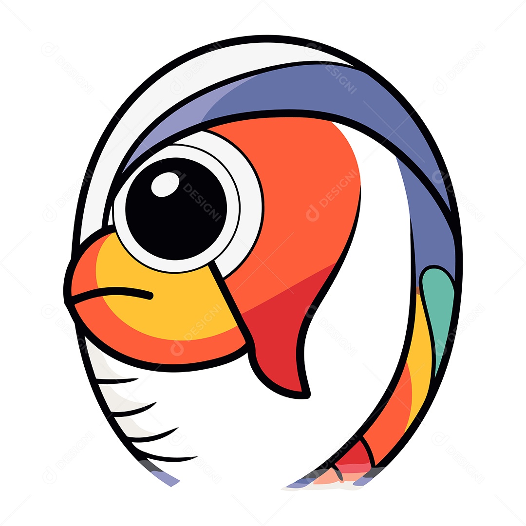 Cabeça de Papagaio Desenho Animado Ilustração Vetor EPS