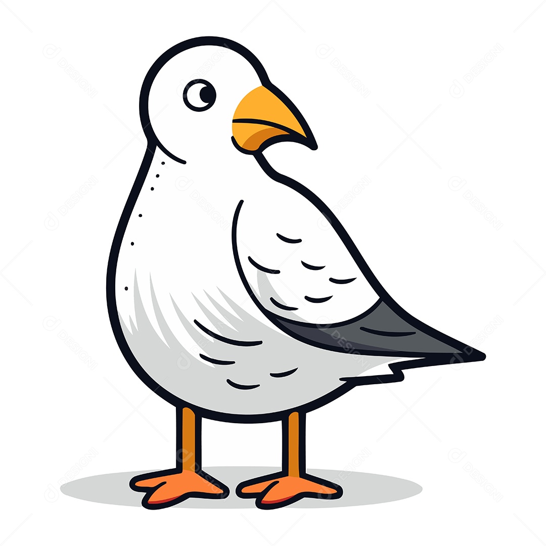 Pássaro Gaivota de Desenho Animado Ilustração Vetor EPS